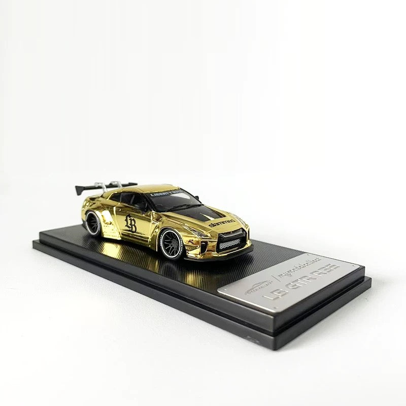 Mymodelcollect 1:64 Nissan LB GTR R35 Electroplated Gold Alloy Car Model