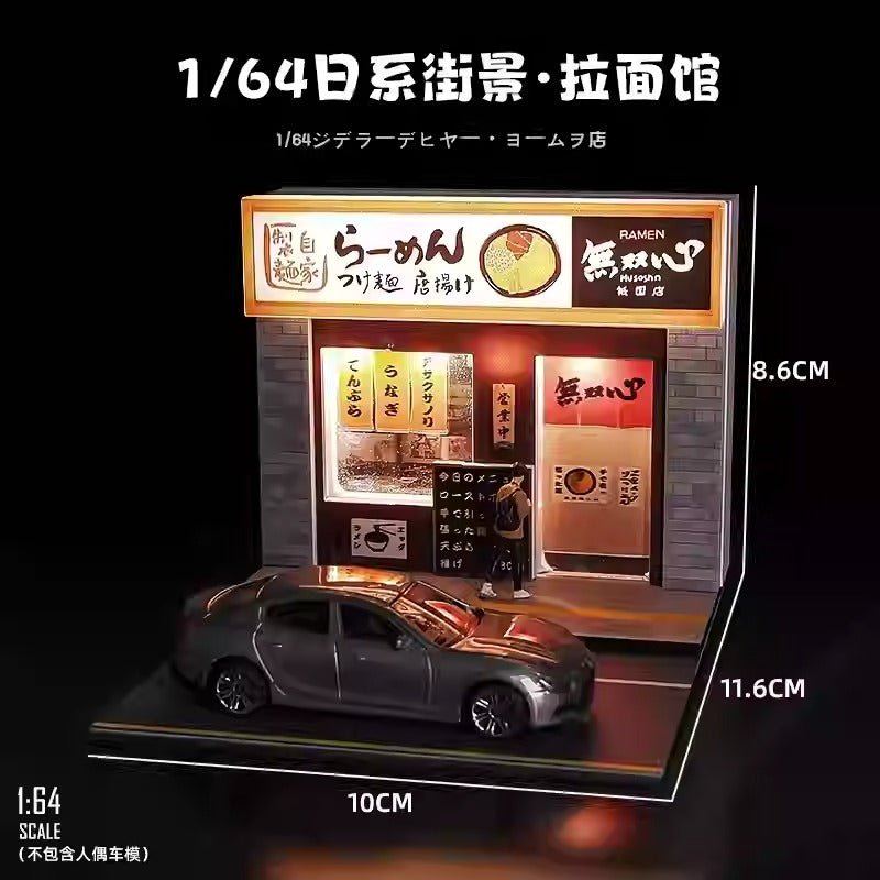 1:64 Japanese Ramen Shop Diorama with Lights (Cars/Figures not included) - Inaboxstore