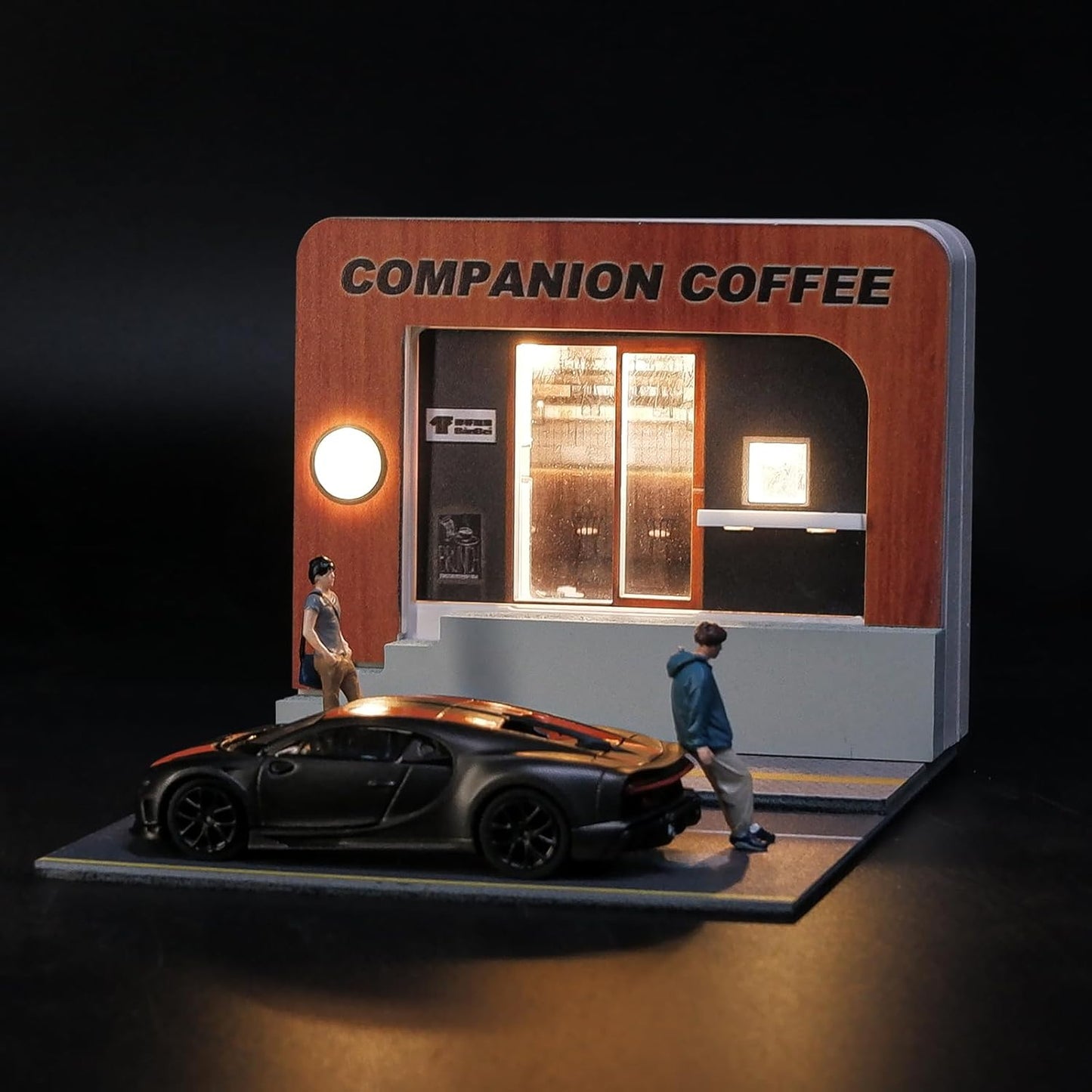 Diorama Display Case with LED Lighting – Cafe & City Street Scene - Inaboxstore