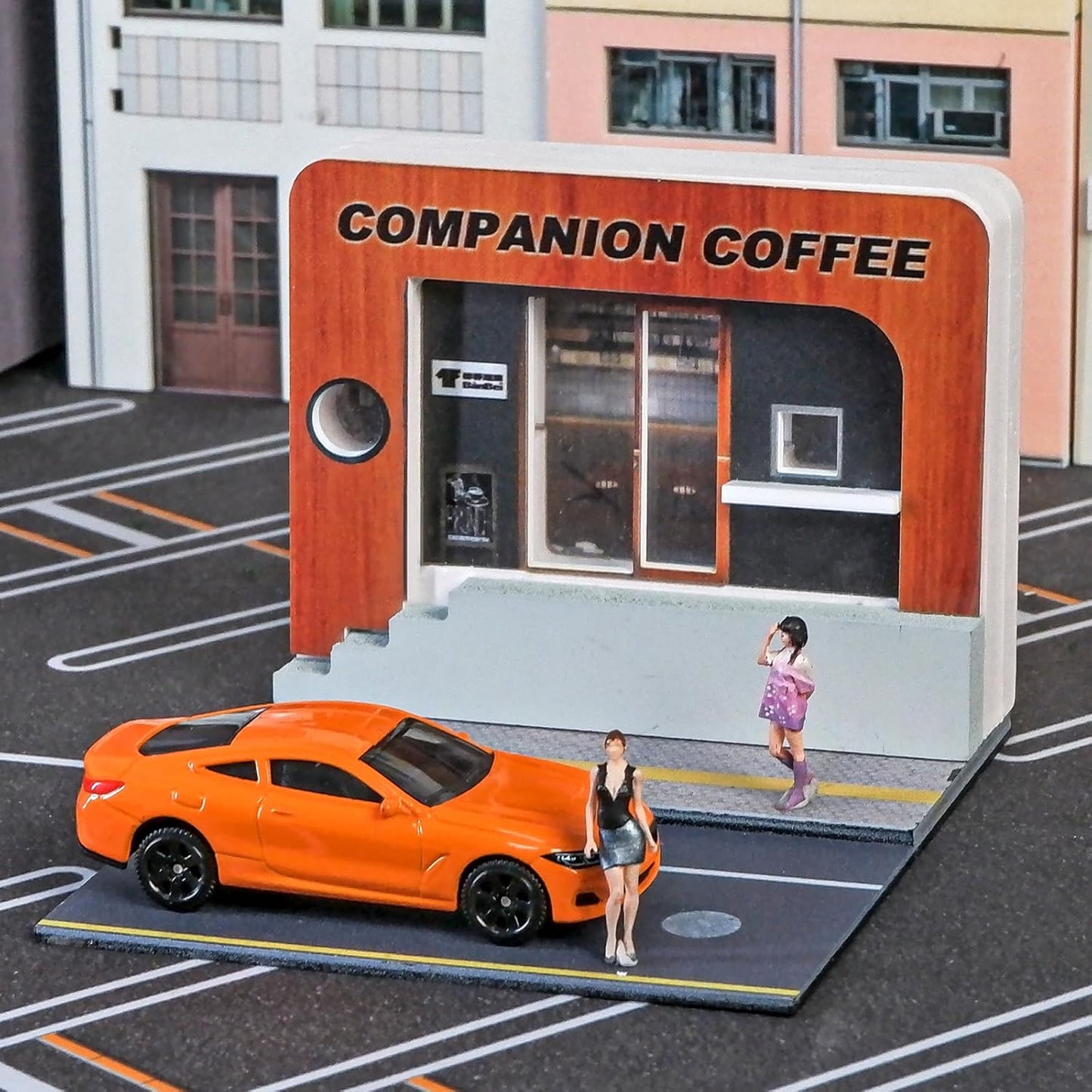 Diorama Display Case with LED Lighting – Cafe & City Street Scene - Inaboxstore
