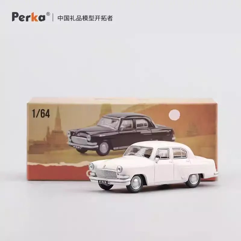Perka 1:64 Scale GAZ - 21 Volga M21 Alloy Diecast Black and White - Inaboxstore