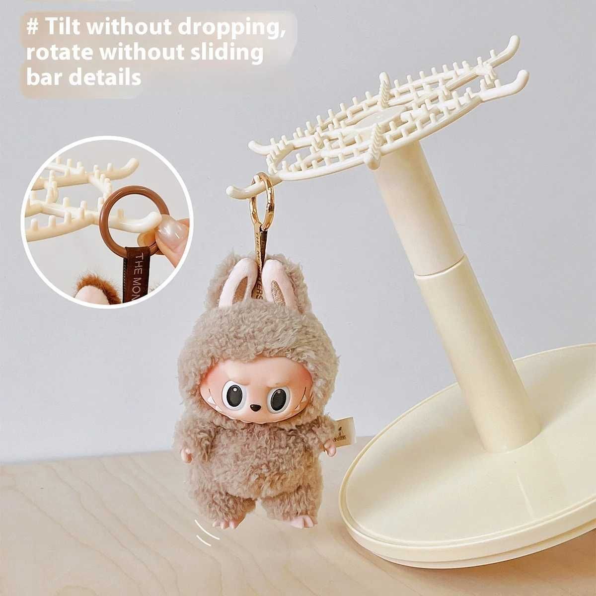 Stackable Transparent Rotating Display & Storage Box for Multi Labubu, Skullpanda, Crybaby Plush Pendants - Inaboxstore