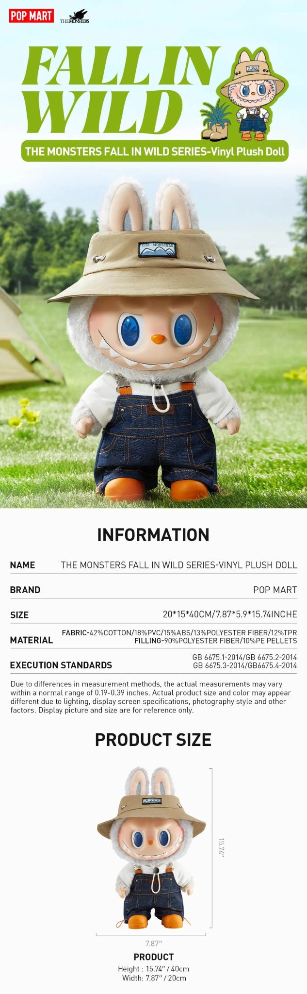 THE MONSTERS FALL IN WILD SERIES - Vinyl Plush Doll - 100% Authentic - Inaboxstore