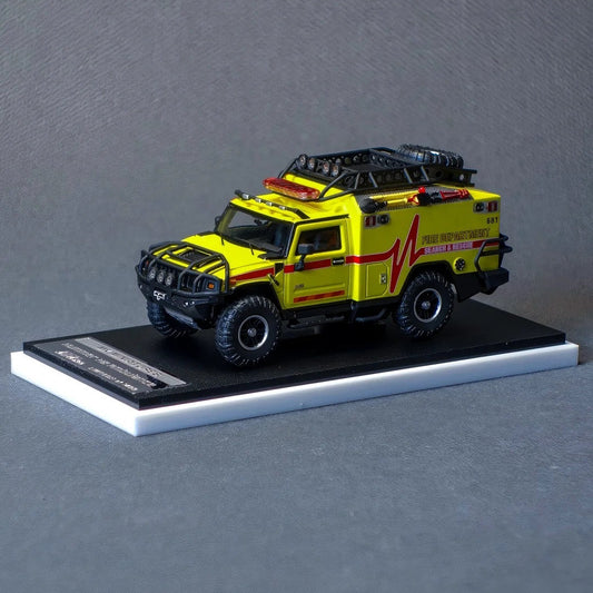 MK Miniatures 1:64 Hummer H2 Fire Department Edition Yellow HEC Hangzhou 2025 Exclusive
