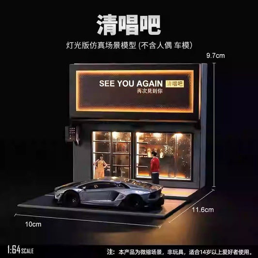 1:64 Scale Karaoke Bar Scene with Lights. (Cars or figures not included) - Inaboxstore