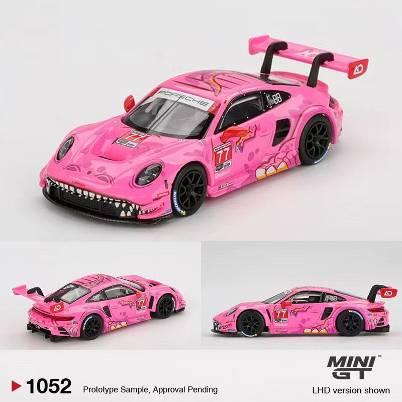MINIGT 1 64 1052 Roxy Porsche 911 GT3 R Pink Dinosaur Car Model minigt-1-64-1052-roxy-porsche-911-gt3-r-pink-dinosaur-car-model