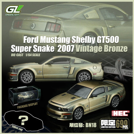 HEC 2026 EXCLUSIVE GREENLIGHT Ford Mustang Shelby GT500 Super Snake 2007 Vintage Bronze Brushed Bronze