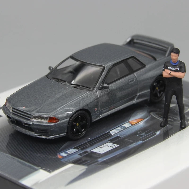 Nissan Skyline GT-R (R32) Gunmetal W/ Matsuda Figure Tsugio Matsuda Collection #869 1:64