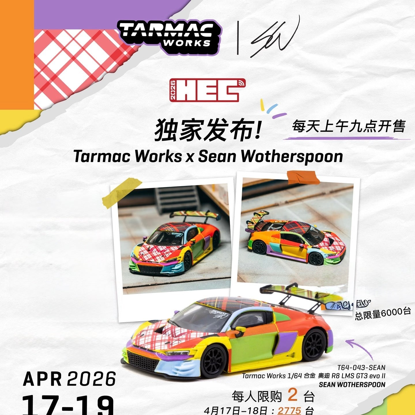 HEC 2026 EXCLUSIVE Tarmac Works Audi R8 LMS GT3 evo II SEAN WOTHERSPOON [Exclusive Release]