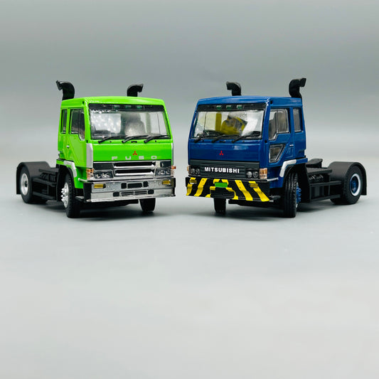 Model 1 X DBGT Model Mitsubishi Fuso The Great Blue, Green Truck and Trailer with goods