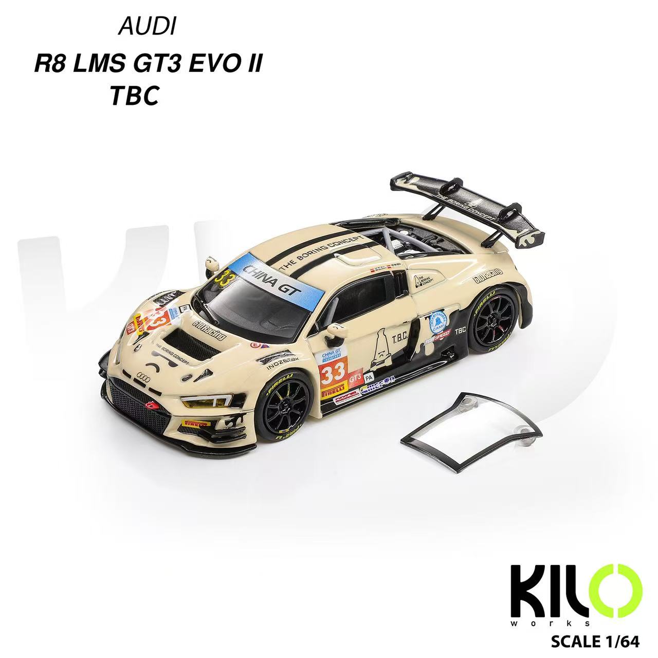 Limited Preorder The Boring Concept TBC x KILO Audi R8 GT3 EVO II scale model 1/64