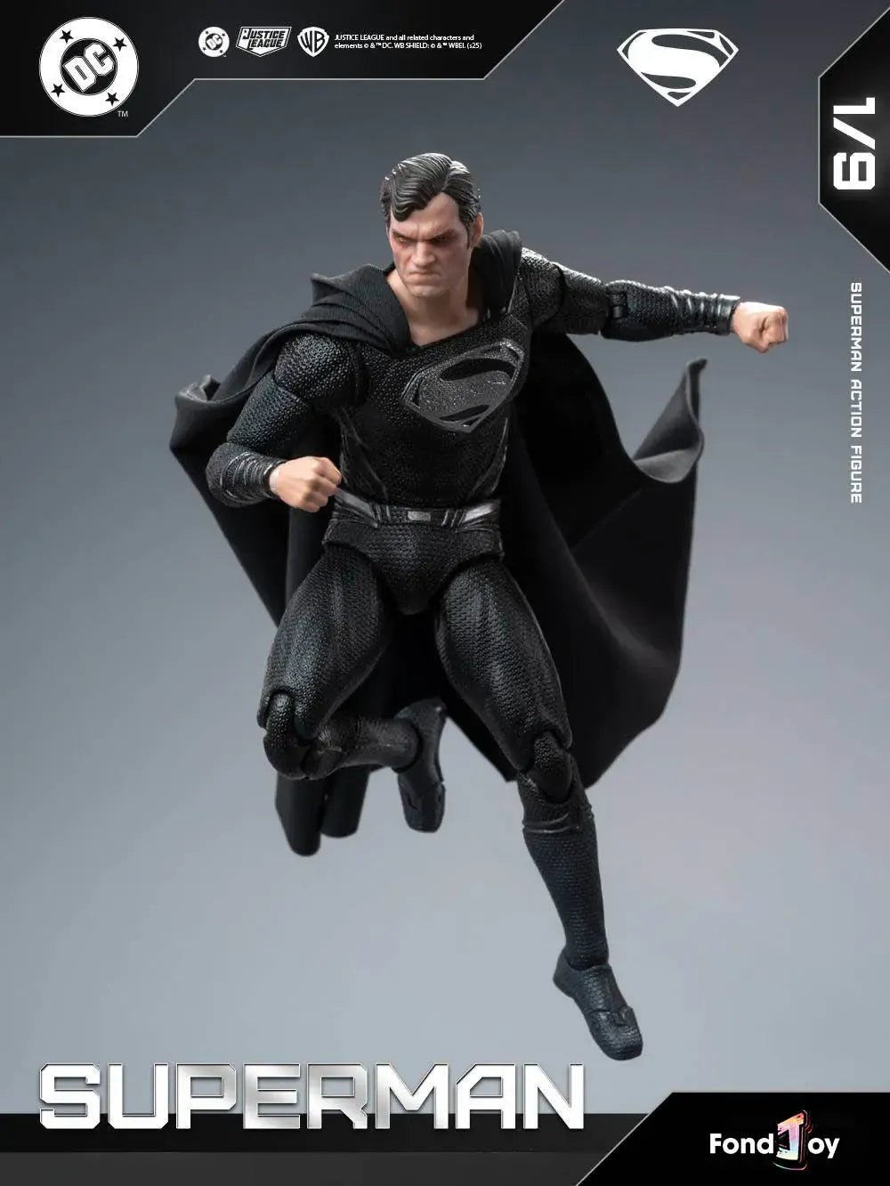 FondJoy Zack Snyder’s Justice League Superman Black Suit 2.0 Action Figure 1/9th Scale - Inaboxstore