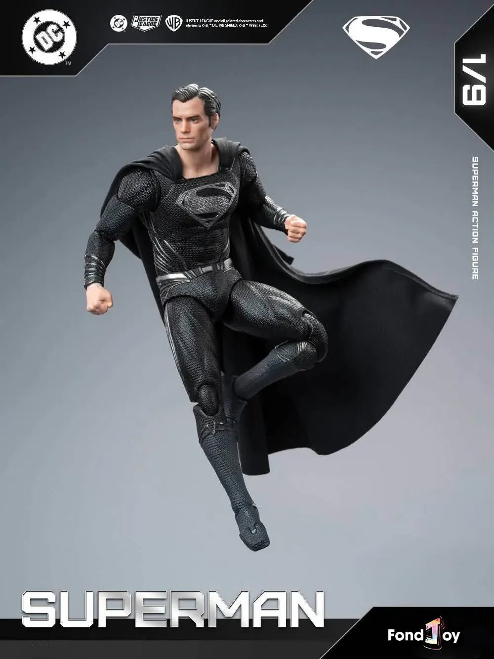 FondJoy Zack Snyder’s Justice League Superman Black Suit 2.0 Action Figure 1/9th Scale - Inaboxstore