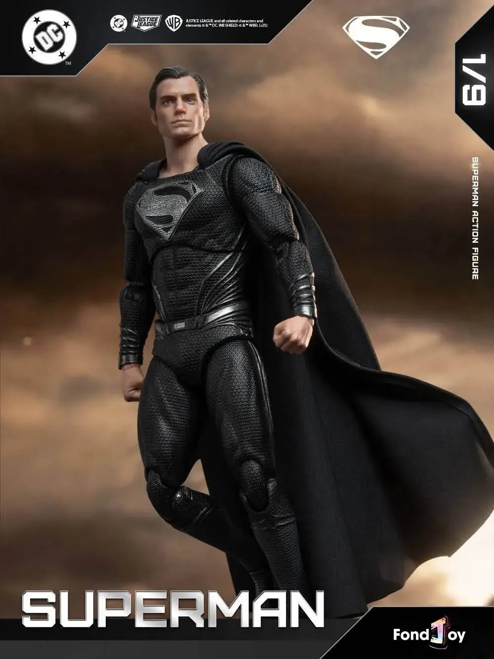 FondJoy Zack Snyder’s Justice League Superman Black Suit 2.0 Action Figure 1/9th Scale - Inaboxstore