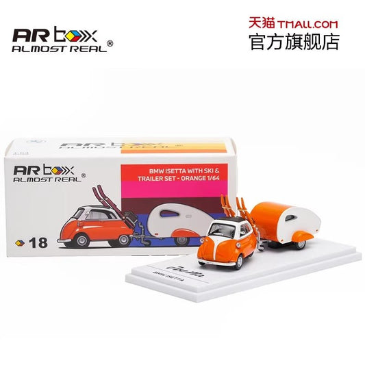 GTShow2026 BMW ISETTA with skis and trailer set, 1:64 scale diecast model car AR box. - Inaboxstore