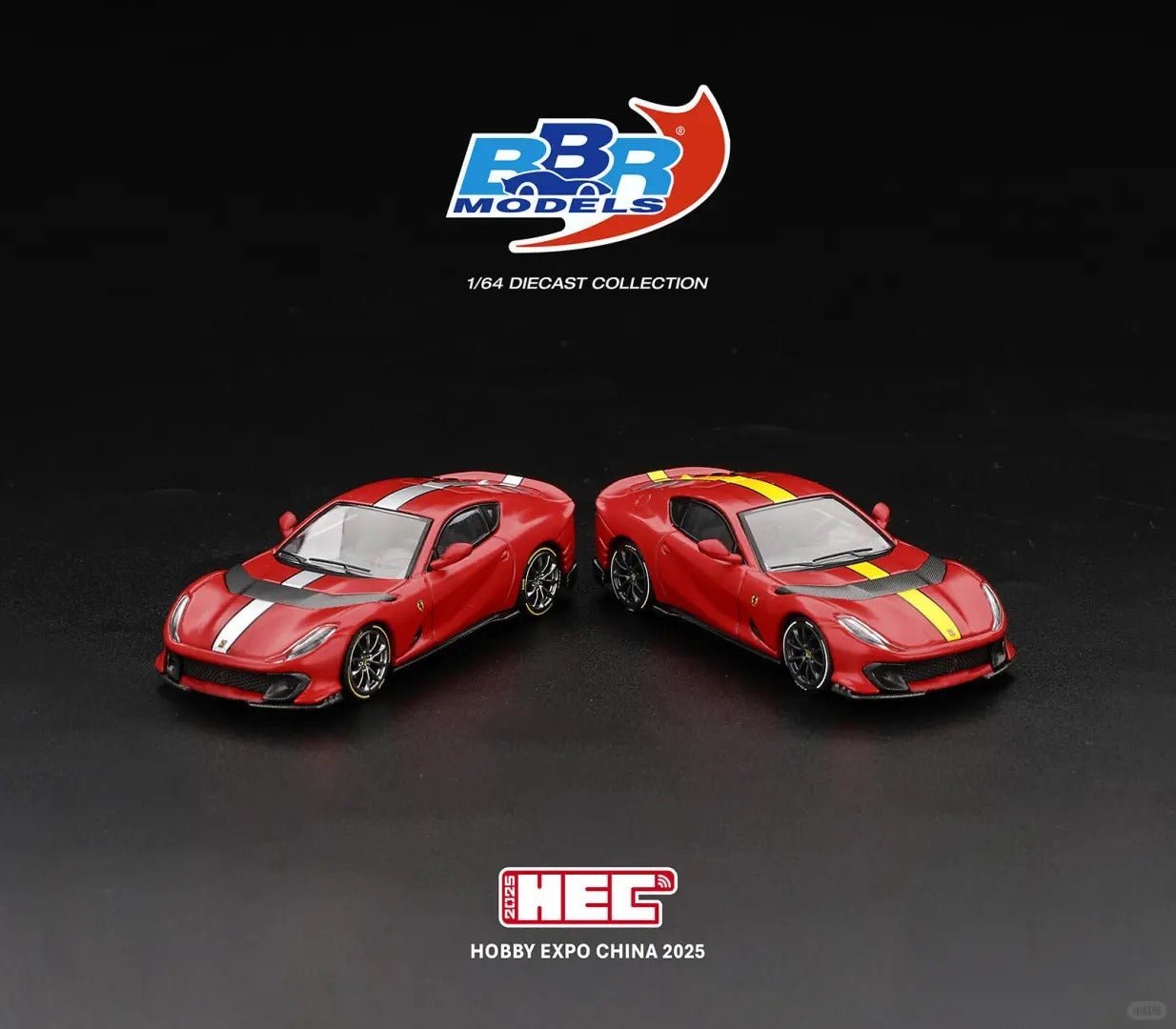 [HEC2025 Exclusive] BBR Ferrari 812 Competizione F1 - 75 Matte Red with Yellow Stripes - Inaboxstore