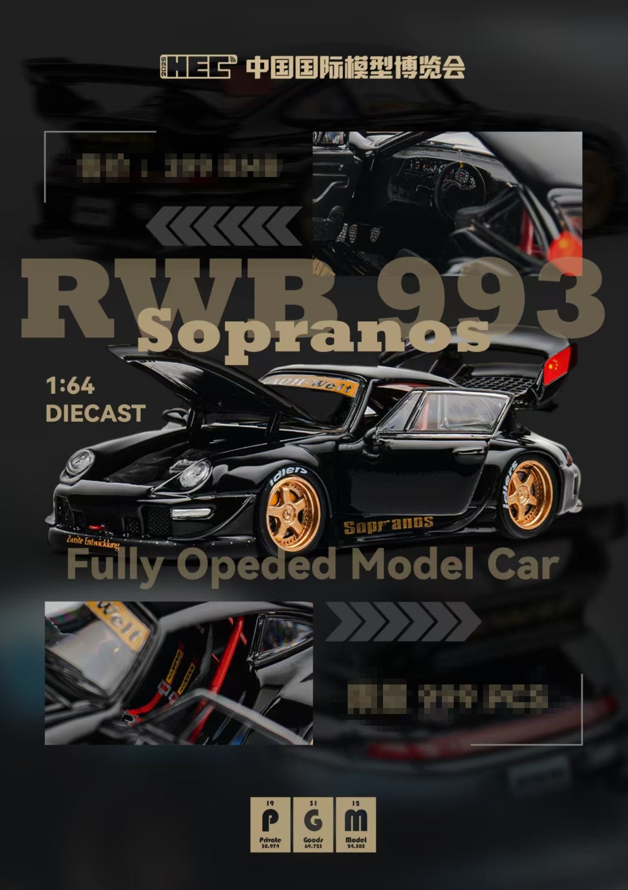 [HEC2025 Exclusive] PGM RWB 993 Black. Fully opening car. Limited to 999 only. - Inaboxstore