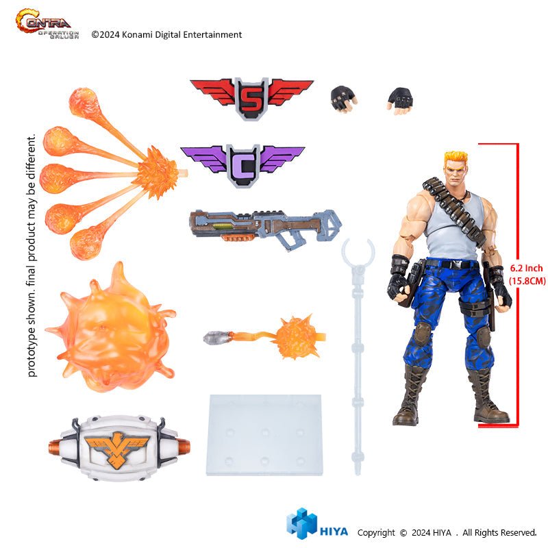 HIYA Exquisite Basic Series 1/12 Scale 6 Inch Contra Operation Galuga Lance Bean and Bill Rizer Action Figure - Inaboxstore