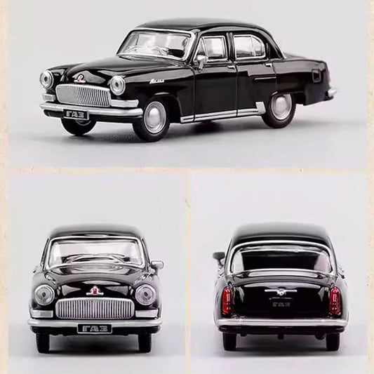 Perka 1:64 Scale GAZ-21 Volga M21 Alloy Diecast Black and White