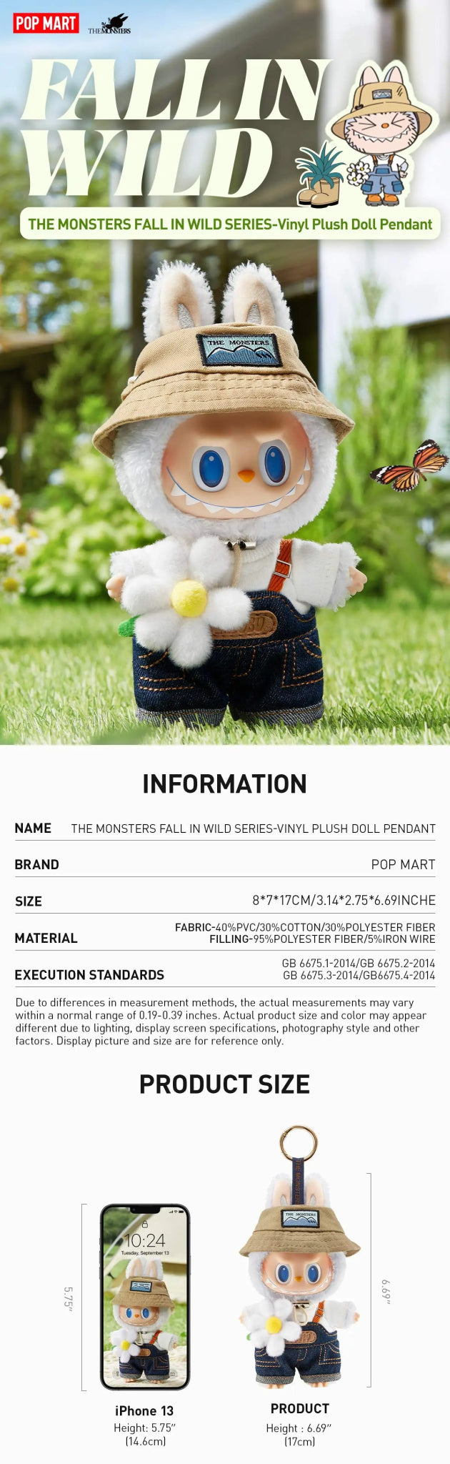 Labubu FALL IN WILD SERIES - Vinyl Plush Doll Pendant - 100% Authentic - Inaboxstore