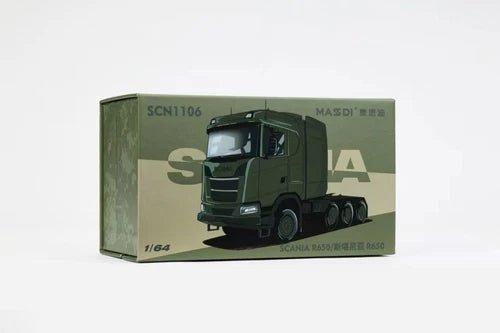 Masdi 1:64 Army Green SCANIA R650 Model Diecast combo
