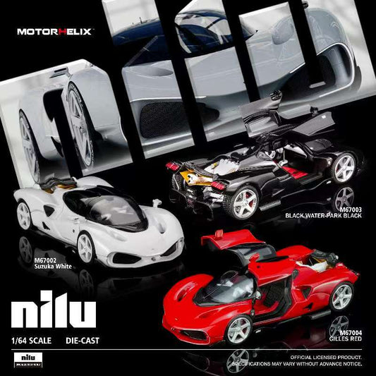 MOTORHELIX 1/64 diecast Nilu27 NILU 3 - Colours Gull - wing doors Engine Detail - Inaboxstore