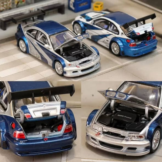 New Ghost Player × Street Weapon 1:64 BMW M3 E46 GTR Openable front and rear hood, visible engine - Inaboxstore