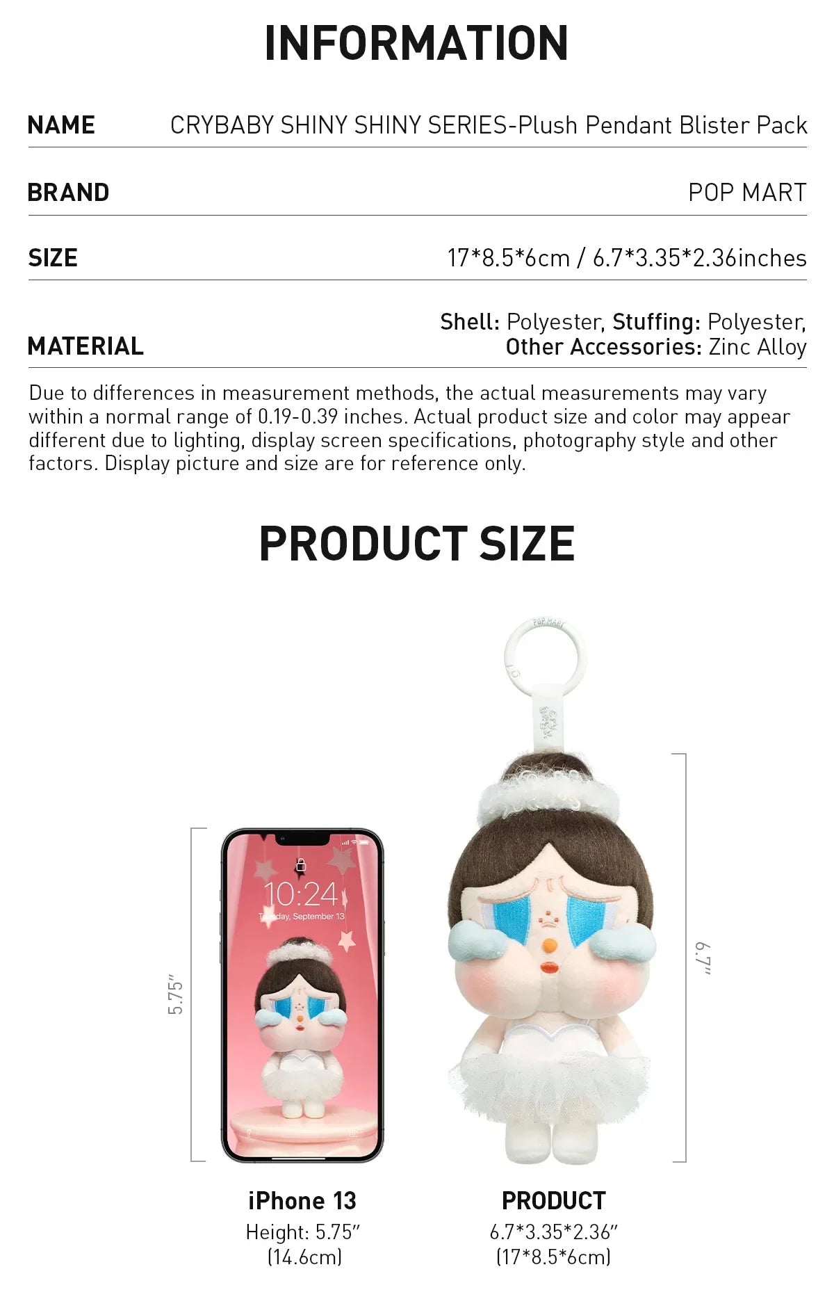 Popmart CRYBABY SHINY SHINY SERIES - Plush Pedant - 100% Authentic - Inaboxstore