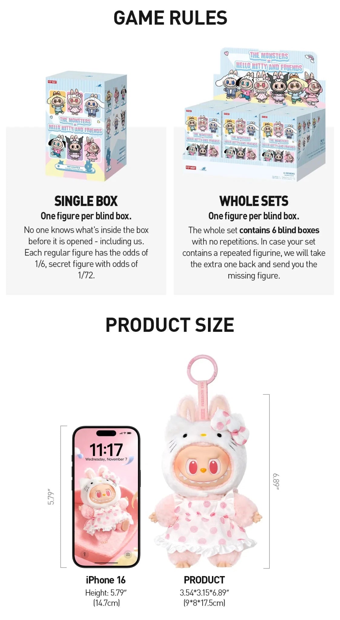 THE MONSTERS × Hello Kitty and Friends Series-Vinyl Plush Pendant Blind Box 100% Authentic - Inaboxstore