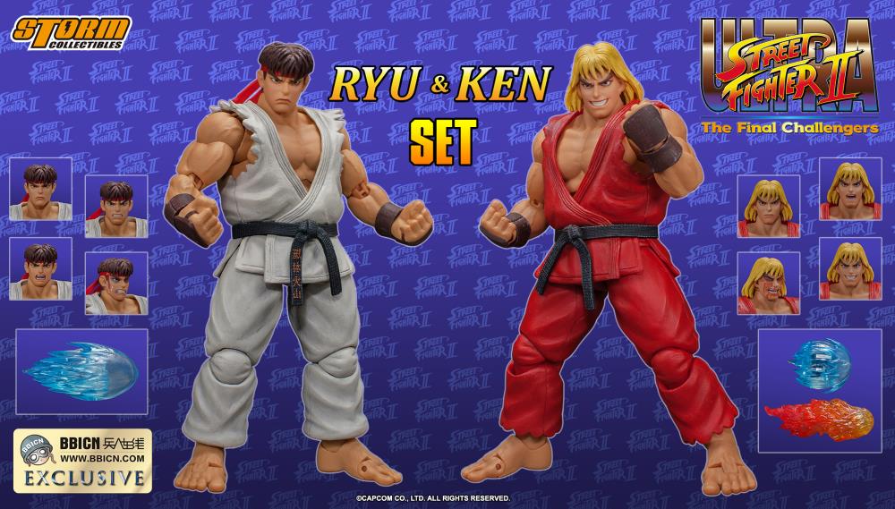 Ultra Street Fighter II: The Final Challengers Ryu and Ken 1/12 Scale Action Figure Exclusive Two - Pack - Inaboxstore