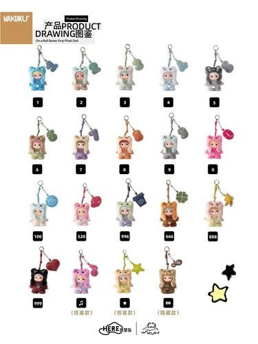 Wakuku On A Roll Series Vinyi Plush Doll Blind Box Figures Toy Pandent - Inaboxstore